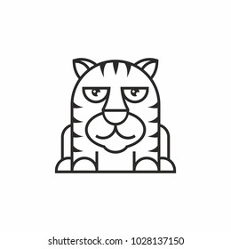 cute tiger icon, thin line style, flat design