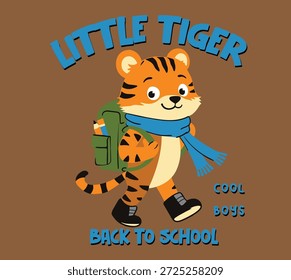 ilustração tigre bonito, de volta à impressão da escola, ilustração vetor tigre pequeno