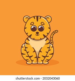 cute tiger illustration in flat design