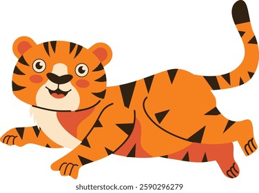 Cute Tiger Illustration. International Tiger Day Celebration. Vector Character Design