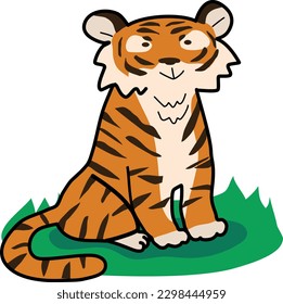 cute tiger illustration. wildlife illustration.