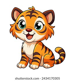 Cute tiger isolated on white background