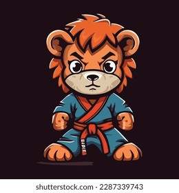 Cute Tiger Karate Cartoon Vector Icon Illustration. Animal Sport Icon Concept Isolated Premium Vector. Flat Cartoon Style