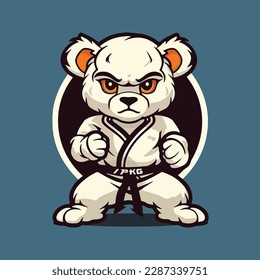 Cute Tiger Karate Cartoon Vector Icon Illustration. Animal Sport Icon Concept Isolated Premium Vector. Flat Cartoon Style