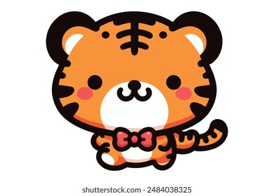 a cute tiger in kawaii icon style