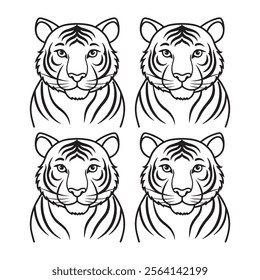 Cute tiger line art design 