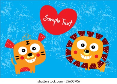 cute tiger lion valentine