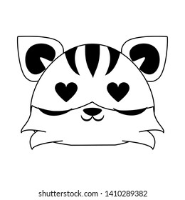 Cute tiger in love animal cartoon  vector illustration graphic design