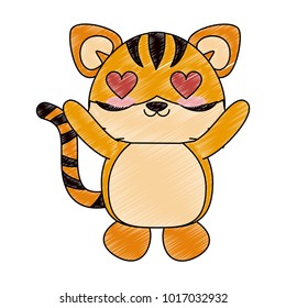 Cute tiger in love cartoon