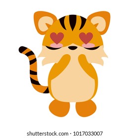 Cute tiger in love cartoon