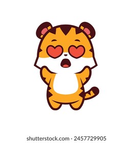 Tigre lindo con una expresión de amor, diseño del logotipo, diseño de la mascota, diseño del icono