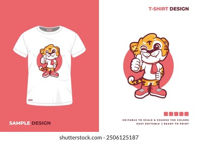 cute tiger mascot character t shirt design