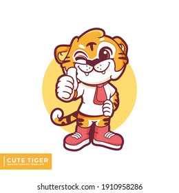 cute tiger mascot design illustration