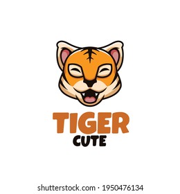 Cute Tiger Mascot Logo Design Wild Animal