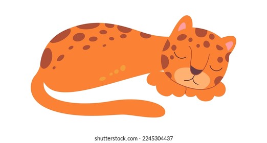 Cute tiger mother flat icon Sleepy wild animal. Vector illustration