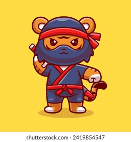 Cute Tiger Ninja Holding Schwert Cartoon Vektorsymbol
Illustration. Animal Holiday Icon Concept Isolated Premium
Vektorgrafik. Flachbildkartonstil