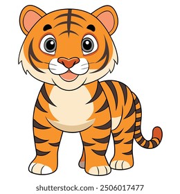 cute tiger on white background. animal cartoon vector illustration