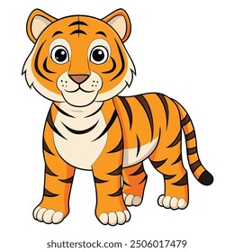 cute tiger on white background. animal cartoon vector illustration