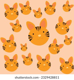 Cute tiger pattern background vector pattern