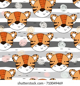 Cute tiger Pattern print for kids. Printable templates.