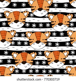 Cute tiger Pattern print for kids. Printable templates.