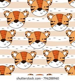 Cute tiger Pattern print for kids. Printable templates.