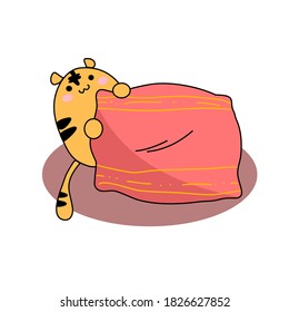 Cute tiger with cute pillow