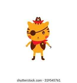 cute tiger pirate vector