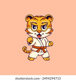 tigre lindo practicando artes marciales para su negocio