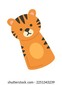 Cute tiger puppets flach Symbol Soft-Spielzeug. Vektorgrafik