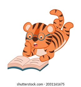 tiger reading a book