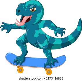 Cute tiger salamander riding skateboarding