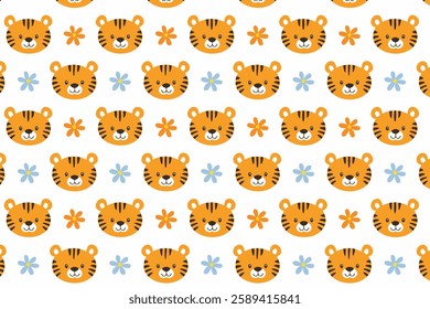 Cute tiger seamless pattern background illustration
