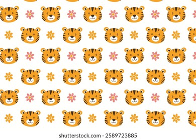 Cute tiger seamless pattern background illustration