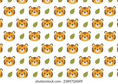 Cute tiger seamless pattern background illustration