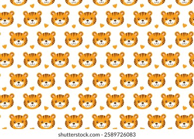 Cute tiger seamless pattern background illustration
