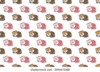 Cute tiger seamless pattern cartoon, wallpaper, clip art, simple, repeat, print, art
