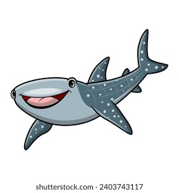 Cute tiger shark cartoon on a white background