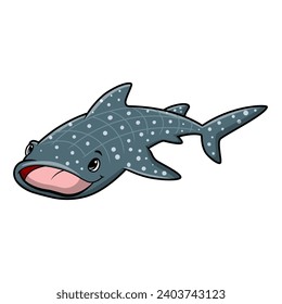 Cute tiger shark cartoon on a white background