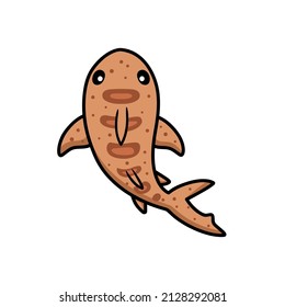 Cute tiger shark cartoon swimming
