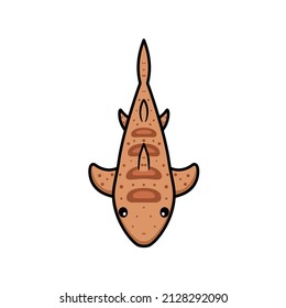 Cute tiger shark cartoon swimming