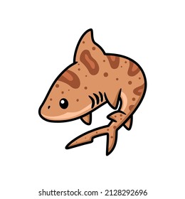 Cute tiger shark cartoon swimming