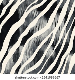 Cute tiger skin black striped seamless with watercolor background. animal skin vector illustration. Watercolor print in rustic vintage style, textile or wallpapers.