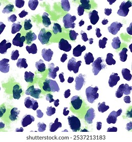 Cute tiger skin watercolor seamless purple and green on white watercolor background. animal skin vector illustration. Watercolor print in rustic vintage style, textile or wallpapers.