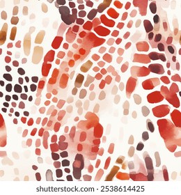 Cute tiger skin watercolor seamless orange and brown spot with watercolor background. animal skin vector illustration. Watercolor print in rustic vintage style, textile or wallpapers.