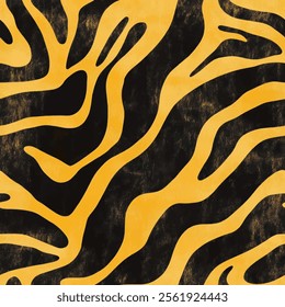 Cute tiger skin watercolor seamless black and yellow with watercolor background. animal skin vector illustration. Watercolor print in rustic vintage style, textile or wallpapers.