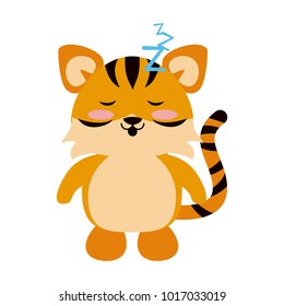 Cute tiger sleeping cartoon