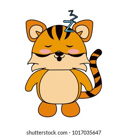 Cute tiger sleeping cartoon