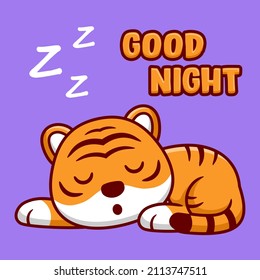 Cute Tiger Sleeping Cartoon Vector Icon Illustration. Animal Character Mascot Flat Concept.