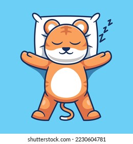 Cute Tiger sleeping cartoon vector illustration